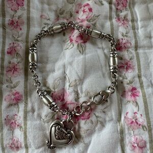 Brighton Blair Silver Heart Barrel link Bracelet